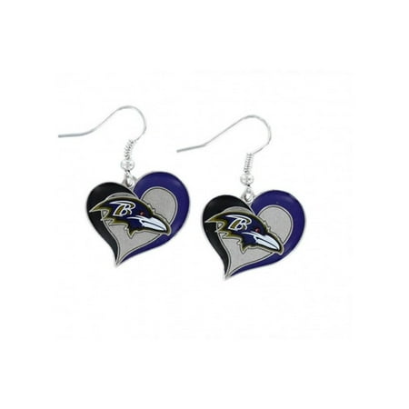 Aminco Nfl Baltimore Ravens 3 4 Swirl Heart Earrings Dangle Charm Aminco Nfl Baltimore Ravens 3 4 Swirl Heart Earrings Dangle Charm Team Logo W
