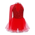 thumbnail image 2 of SiiRoh Girls Shiny Sequin Ballet Tulle Skirted Leotard Jazz Dance Outfit One Piece Jumpsuit Gymnastics Bodysuit Red 14, 2 of 7