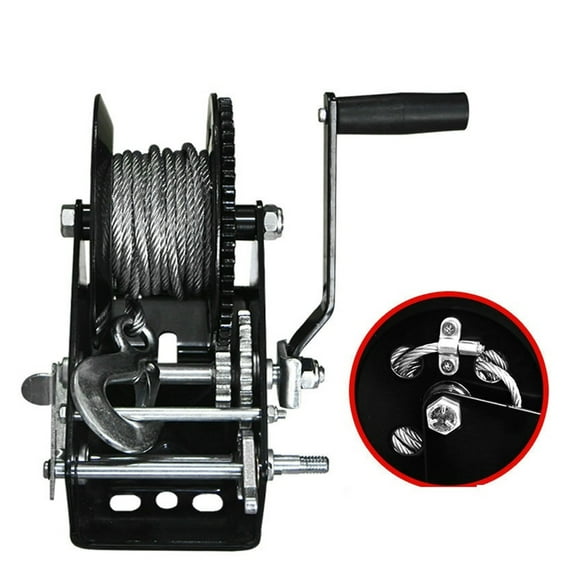 Hand Winch,800LBS Heavy Duty Boat Truck Self Locking Wire Rope Cable Ratcheting Manual Hand Winch ,Powerful Pulling Performance