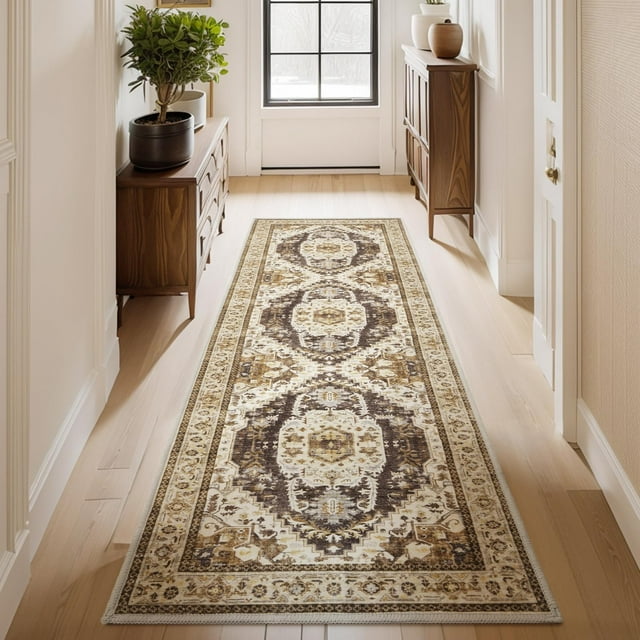 Tapis de Salon Tapis de Chambre Lavable Vintage Traditionnel Foncé
