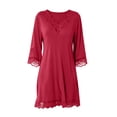thumbnail image 7 of yillto Womens Lace Nightgown 3/4 Sleeve Sleepwear Nightshirts V Neck Comfy Nightdress Nightgowns, 7 of 7