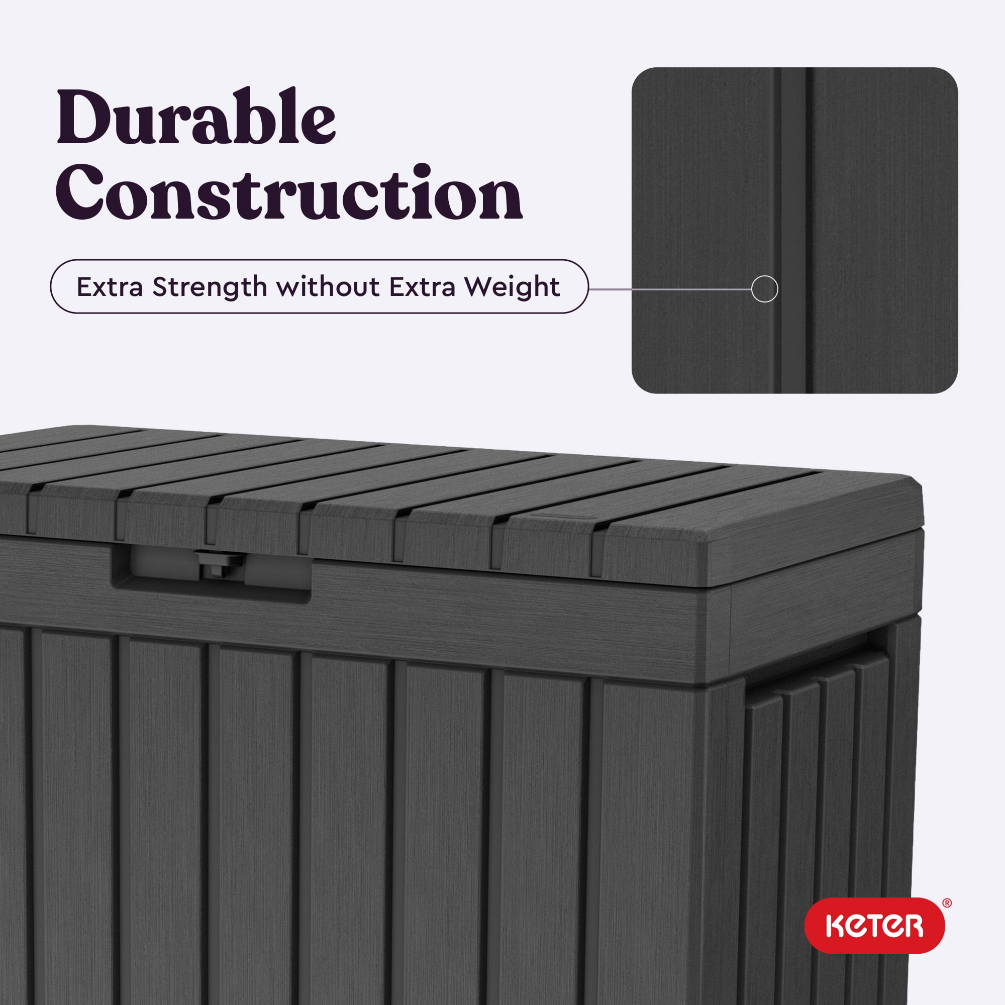 Keter Kentwood 50 Gallon Durable Resin Outdoor Deck Box Storage Organization, Graphite