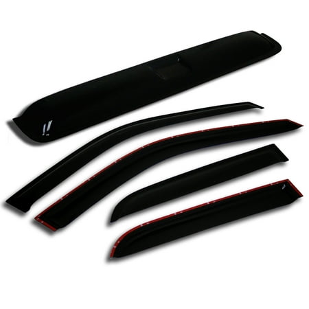 Grand Cherokee Brush Guards TuningPros WSVT2-270 Window Visor and Sunroof Type 2 For 1999-2004 Jeep Grand Cherokee - Outside Mount Deflector Rain Guard and Sunroof Dark Smoke 5 Pcs Set Jeep Grand Cherokee 99 00 01 02 03 04 ()