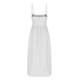 thumbnail image 5 of Under $20 Womens Dresses Summer Saving Clearance, Women's Solid Color Sexy-neck With Waist Cinched Pleated Suspender And Large Hem Dress(White,XXL), 5 of 6