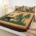 thumbnail image 4 of Castle Fairy Jungle Animal Bear Queen Sheets 4 Pieces,Rustic Vintage Cabin Queen Sheet Sets,Sage Beige,1 Fitted Sheet, 1 Flat Sheet and 2 Pillowcases, 4 of 6