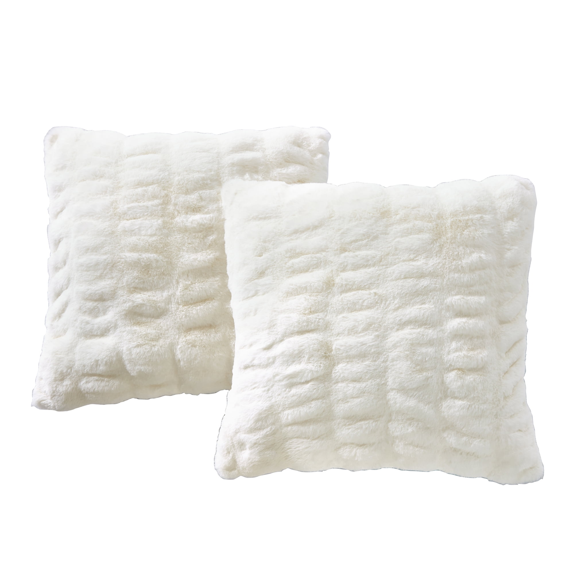 Home Soft Things Shar Pei Faux Fur Decorative Throw Pillow Covers, Soft Velvety Pillow Cases Cushion Covers, No Pillow Insert, Set of 2, Cloud Dancer, 26" x26"