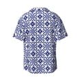 thumbnail image 2 of Disketp Men's Hawaiian Blue And White Porcelain Chinaware Print Shirts Button Down Holiday Beach Shirts-Large, 2 of 7