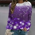 thumbnail image 2 of Christmas Sweatshirts Women Long Sleeve Crew Neck Sparkly Christmas Tree Print Graphic Tee Shirt Holiday Top (L, Purple 02), 2 of 4