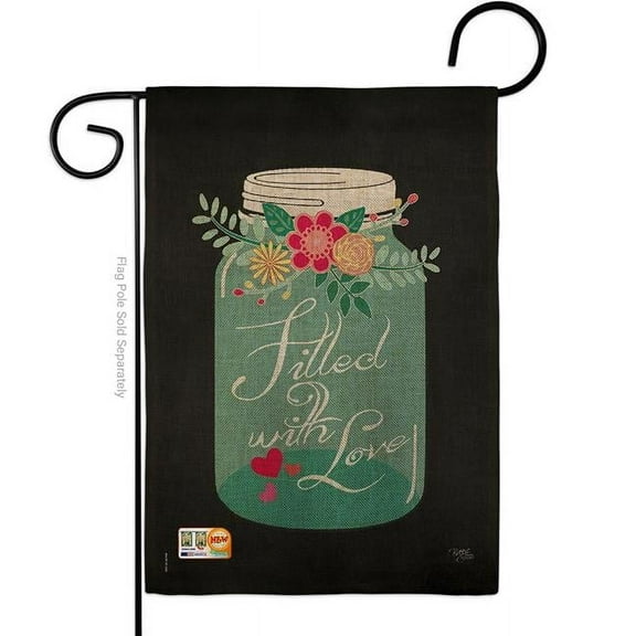 Breeze Decor BD-VA-G-101051-IP-DB-D-US16-SB 13 x 18.5 in. Filled with Love Burlap Spring Valentines Impressions Decorative Vertical Double Sided Garden Flag