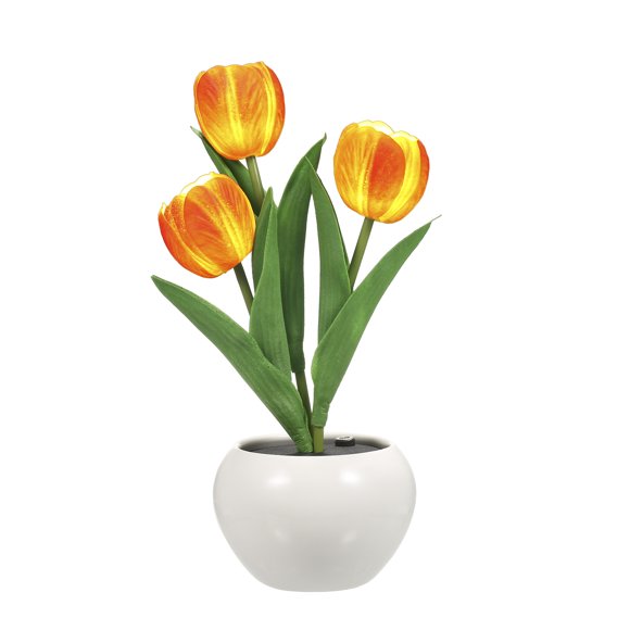 Lampe Tulipe Décorative Intérieure Lampe de Table Pot de Fleurs Lampe de Nuit Ambiante Cadeau Plante en Pot