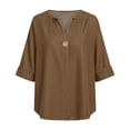 thumbnail image 6 of LWITHSZG Half Sleeve Tops for Women Plus Size Loose Fit Short Sleeve Plain T Shirts Business Casual ​Work Blouses Summer Vacation Outfits S-5XL, 6 of 7