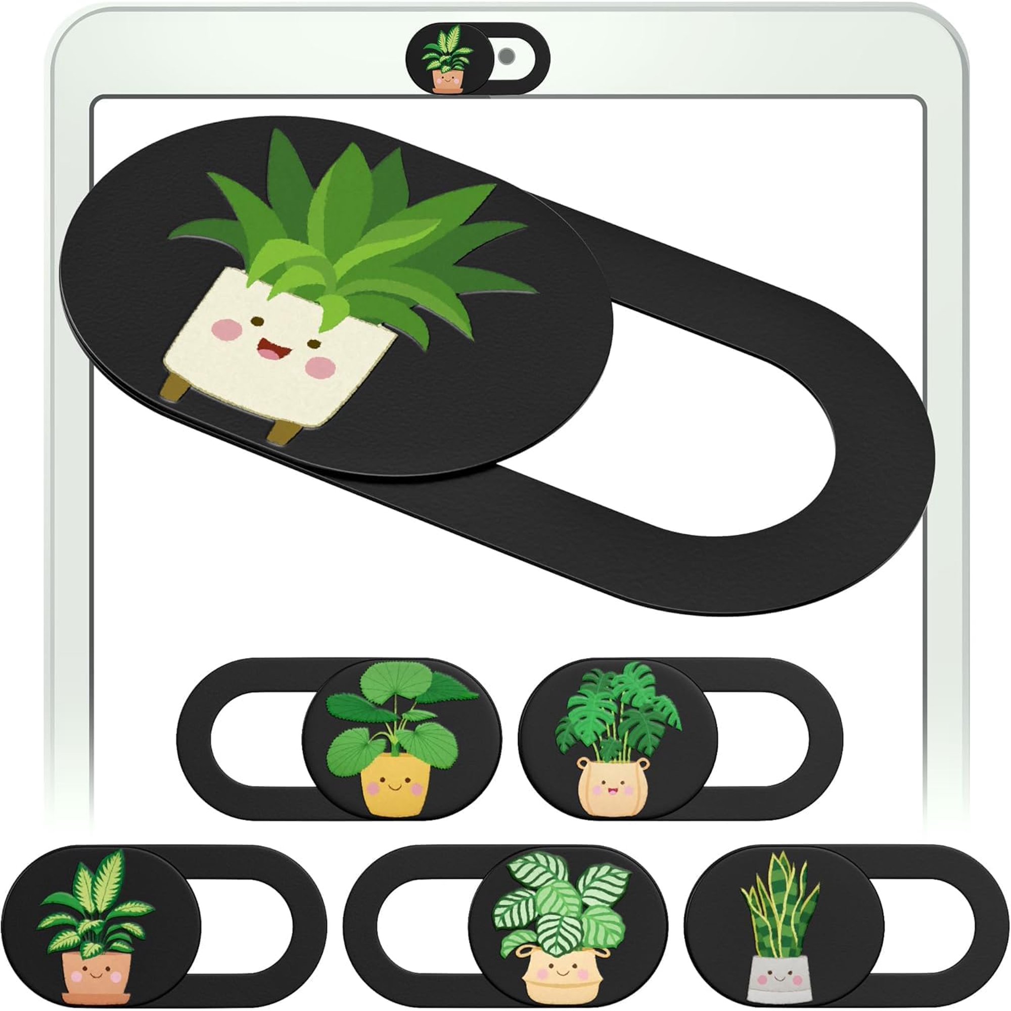 6pk Laptop Camera Cover Slide Cute, Laptop Accessories, Phone & Computer Camera Webcam Cover Slide, Web Cam Privacy Blocker (Plants (Small Size))