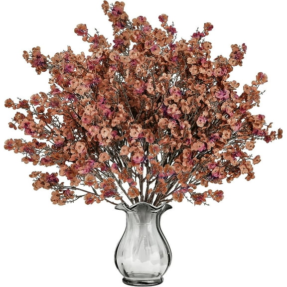 15 Pcs Babys Breath Artificial Flowers Gypsophila Bouquets Bulk Real Touch Fake Silk Flowers for Home Wedding DIY Floral Arrangement Kitchen Table Centerpiece Christmas Decoration (Gold)