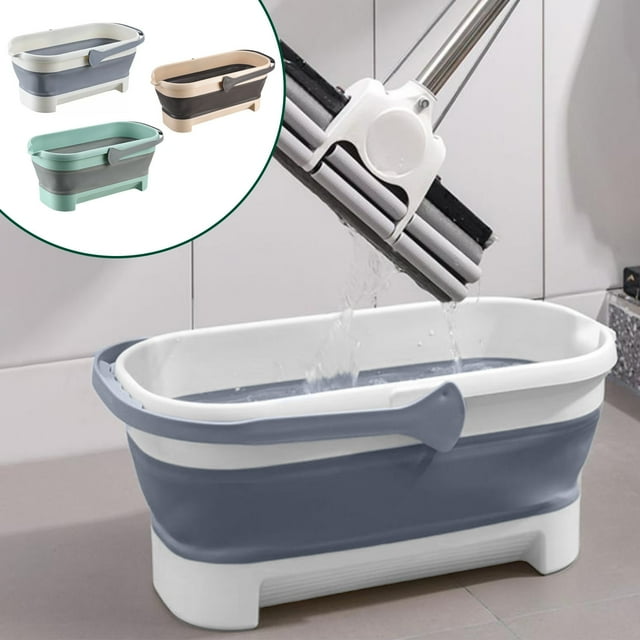 Cubo de fregona plegable de 4,2 galones y 17 litros Cubo de agua plegable | TPR de plástico duradero | Ahorro de espacio con asa | Portátil multiusos para limpieza, camping, exterior