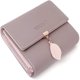 thumbnail image 1 of Monedero minimalista de piel sintética para mujer: billetera corta y delgada para damas, con un encanto compacto, 1 of 7