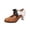Brown, variant on Abomasnow Women's Round Toe Two Tone Mary Jane Heels Ribbon Bow Tie Block Heel Dress Shoes Vintage Brogue Pumps for Party Daily Wear