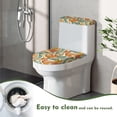 thumbnail image 4 of HELLHERO Flowers Pattern Cozy Round Toilet Lid Dust Cover Soft Elastic Edge for Bathroom Home Comfort, 4 of 8