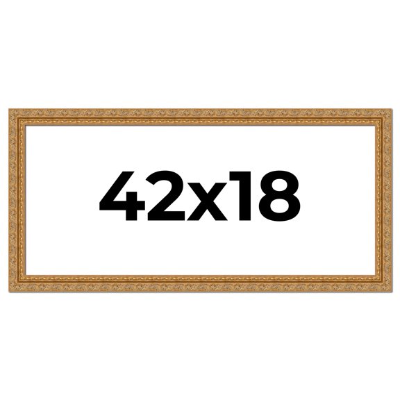 42x18 Frame Gold Ornate Solid Wood Picture Frame | 2 Inch Moulding Width | Firman Traditional Photo