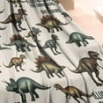 thumbnail image 3 of Beige Cartoon Dinosaurs Illustrations Pattern Blanket,Comfortable Soft Flannel Throw Blanket,All Season,Warm Lightweight Blankets for Sofa Bed Couch Living Room Chair,30"x40", 3 of 4