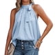 thumbnail image 1 of Qarigey Blusa sin mangas estampada, camisa, cumpleaños, boda, vacaciones, fiesta, Club, playa, vacaciones, oficina, viajes, ropa de verano Prendas para la parte del cuerpo Azul L Qarigey AP011046-11, 1 of 5