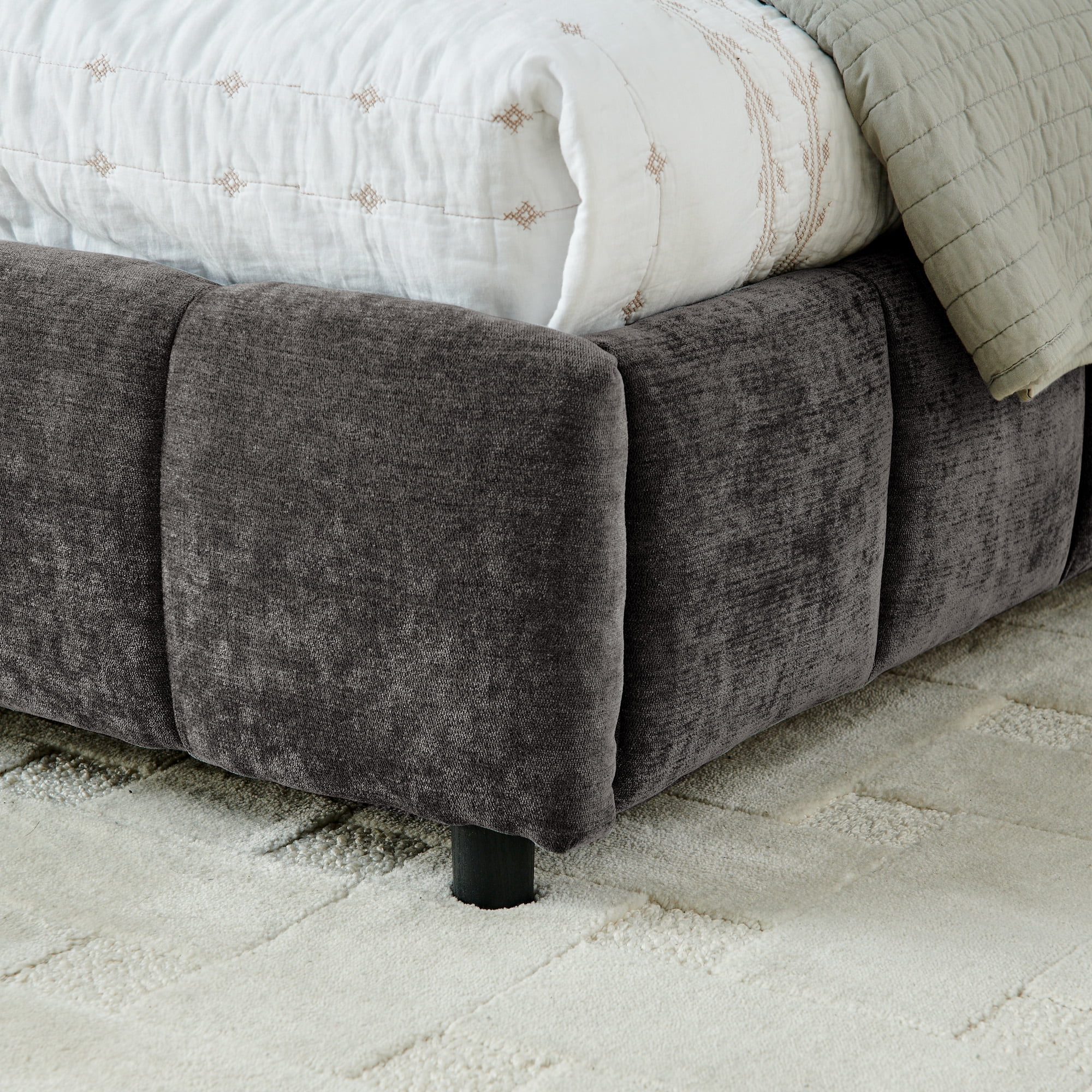Harper & Bright Designs California King Size Upholstered Bed Frame with Storage Drawers, Chenille Platform Bed with Headboard and Solid Frame for Bedroom, Dark Gray