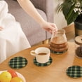 thumbnail image 7 of Multi-Shape Mdf Cork Coaster 4 Pieces Of Anti-Slip, Anti-Wear And Anti-Fouling 3.9in Easy To Clean And Stable Structure Springgreen Buffalo Plaid Check Tartan Scotland_41650_4 Round Shape, 7 of 7