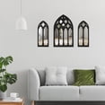 thumbnail image 3 of LNGOOR 3Pcs Window Wall Mirror Set Arched Wall Mirror Decor Self-Adhesive Wall Mirror for Living Room, 3 of 7
