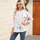 thumbnail image 4 of Camisas de manga 3/4 para mujer Camisetas gráficas con estampado lindo Blusas Casual Tallas grandes Tops básicos Jersey azul marino / XL, 4 of 9