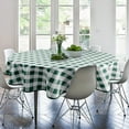 thumbnail image 5 of Hiasan Christmas Checkered Round Tablecloth 90 Inch - Waterproof Stain and Wrinkle Resistant Washable Fabric Table Cloth for Dining Room Party Outdoor Picnic, Forest Green and White, 5 of 8