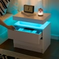thumbnail image 3 of HLL White Nightstand LED Bedside Table for Bedroom Modern Night Stand with 2 Wood Drawers End Side Table for Bedroom, 3 of 6