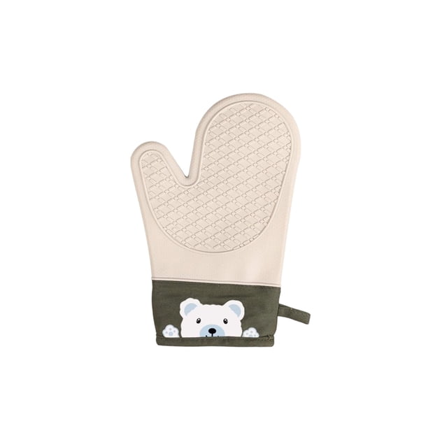 Guantes de Horno de Molde de Silicona Guantes de Microondas Gris Beige Verde 28x18cm, Guantes de Cocina para Cocinar Agarres Resistentes Al Calor para la Fritora de Aire Vaporizadora