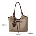 thumbnail image 4 of Bolsos Mano Bolso Hombro Cuero PU Lazo para Mujer Compras Viajes (Caqui), 4 of 9
