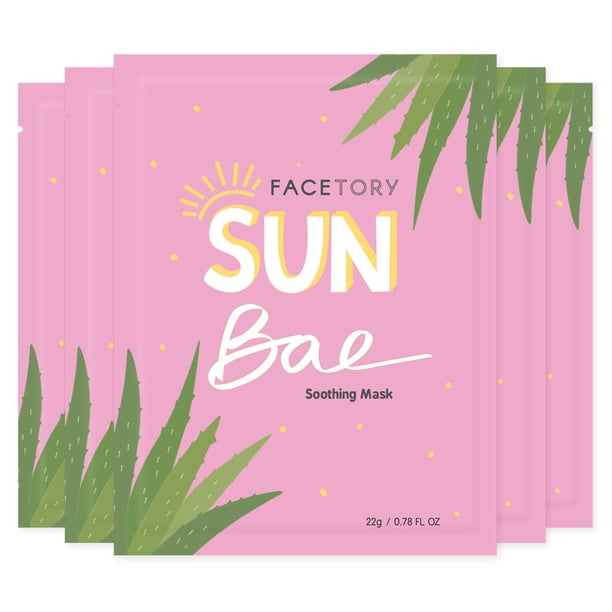 Mascarilla facial FACETORY K Beauty SUN BAE SOOTHING Aloe, paquete de 5