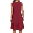 thumbnail image 5 of Under $20 Womens Dresses Summer Saving, Women's Solid Short Sleeve V Neck Ruffle Dresses Sexy Elegant Club Party Tunic Mini Dresses Casual Vacation Dress(Wine,M), 5 of 9