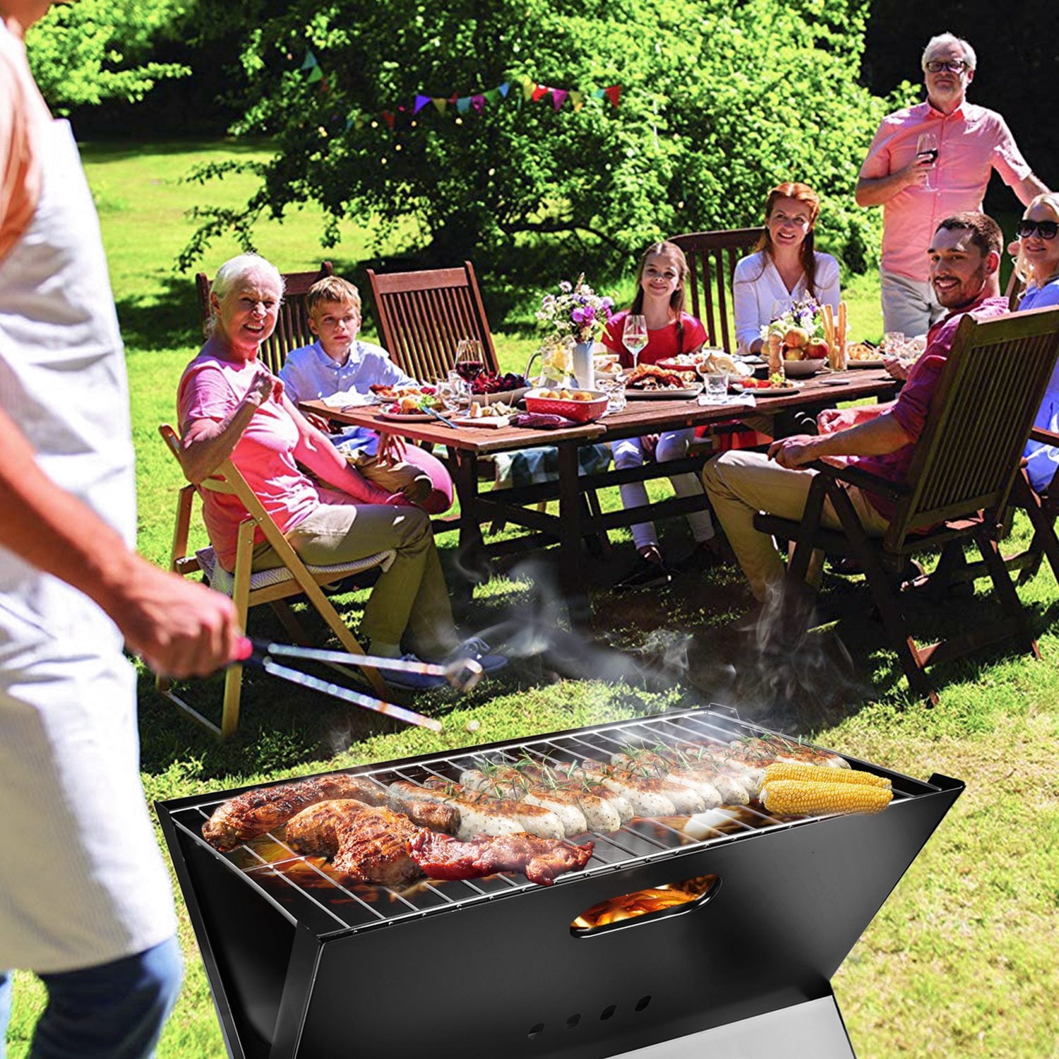 Portable Folding Charcoal BBQ Grill Compact Travel Grill for Camping Backpacking Beach Tailgate Picnic Lightweight 5.23LB Small Barbecue with Carry Handle 17 Inch Cooking Area Fast Setup