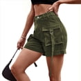 thumbnail image 3 of Shorts Vaqueros Cargo para Mujer - Shorts Casuales de Verano Vintage con Botones y Cremallera Verde M, 3 of 8