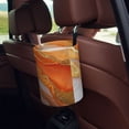 thumbnail image 5 of Round Car Trash Can 7×5.9in Waterproof, Durable, Not Easy To Fade, Easy To Install And Disassemble To Prevent Interior Pollution Orange And White-Gold Marble, 5 of 7