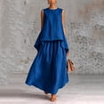 thumbnail image 2 of uublik Maxi Skirt Sets Women 2 Piece Outfits Summer Tank Tops Maxi Dress Travel Vacation Outfits Matching Sets, Blue, 2 of 5