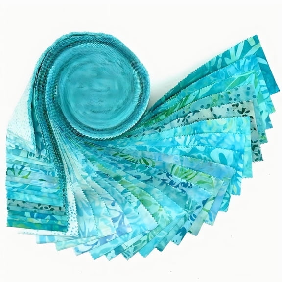 HEYMAPLE 40Pcs Jelly Roll Fabric Strips for Quilting and Sewing, 2.6" x 20" Precut Fabric for DIY Craft Handmade Accessories, Blue Green Lake