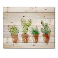 thumbnail image 3 of Designart 'Cacti In Gentle Tones In Ceramic Pots I' Botanical Print on Natural Pine Wood, 3 of 5
