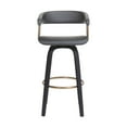 thumbnail image 2 of Maya 26 Inch Swivel Counter Chair, Gray Faux Leather, Bronze, Black Wood, 2 of 5