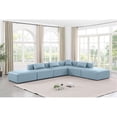 thumbnail image 2 of Meridian Furniture Cube Lt. Blue Vegan Leather 6-Pc. L-Shaped Modular Sectional, 2 of 10