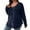 Dark Blue, variant on Oversized Sweaters for Women Curved Hem Tunic Tops Loose Fit Long Sleeve V Neck Pullover Plus Size Sweatshirt