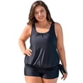 thumbnail image 1 of Charmo Plus Size Blouson Tankini Swimsuits for Womes 2 Piece Tummy Control Bathing Suits Side Tie Swimwears, 1 of 6