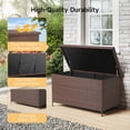 thumbnail image 3 of Dovov 158 Gallon Deck Box, Large Wicker Outdoor Storage Box PE Rattan Storage Bin Waterproof with with Flip Lid for Backyard Patio Furniture Cushions, Gardening Tools, Pool Supplies, Brown, 3 of 11