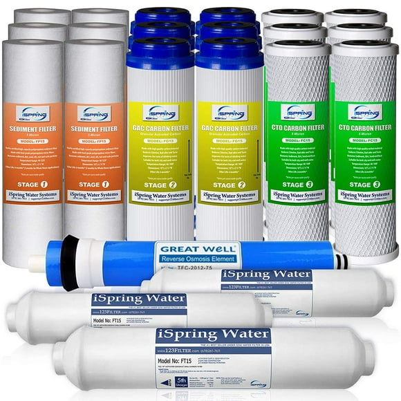 iSpring F22-75 3-Year 75GPD Filter Replacement Supply Set For 5-Stage Reverse Osmosis Water Filtration Systems