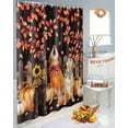 thumbnail image 6 of Fall Theme Shower Curtains for Bathroom, Funny Dog Pumpkin Maple Leaf Black Backdrop Waterproof Fabric Shower Curtain for Bathroom Bathtub Decoration, Machine Washable, 54x"78", 6 of 9