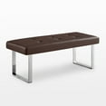 thumbnail image 2 of Britta Brown/Chrome PU Leather Bench - Button Tufted, Chrome Square Legs, 2 of 8
