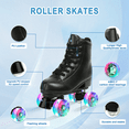 thumbnail image 5 of Men's Roller Skates PU Leather High-top Roller Skates Four-Wheel Roller Skates Shiny Roller Skates for Unisex Kids and Adults,Black,8.5, 5 of 9