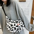 thumbnail image 6 of Women Chic Cow Pattern Shoulder Bag Large Capacity Plush Zipper Crossbody Pouch, 6 of 8